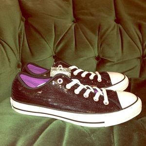 NWT Black Sequin Converse